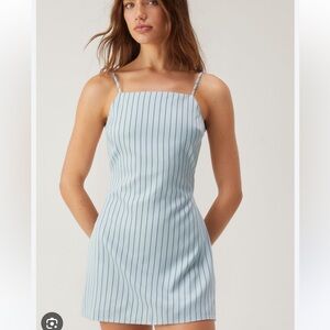 Nasty Gal Pinstripe twill tailored strappy mini dress